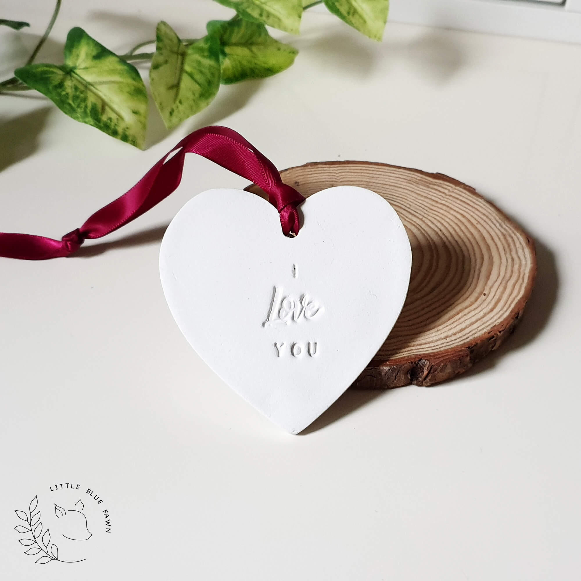 I love you valentine's day heart keepsake gift present made from clay ornament