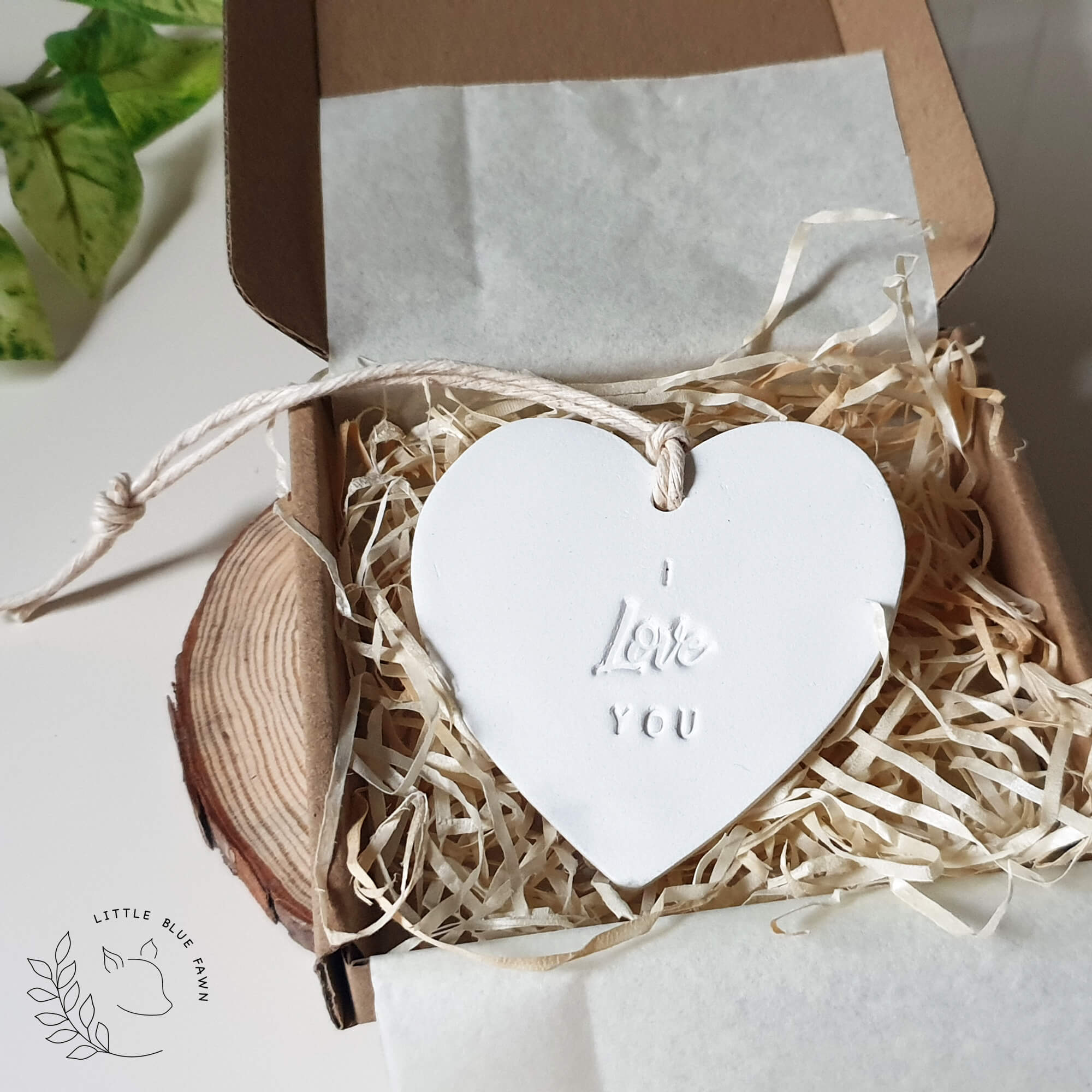 I love you valentine's day heart keepsake gift present made from clay ornament