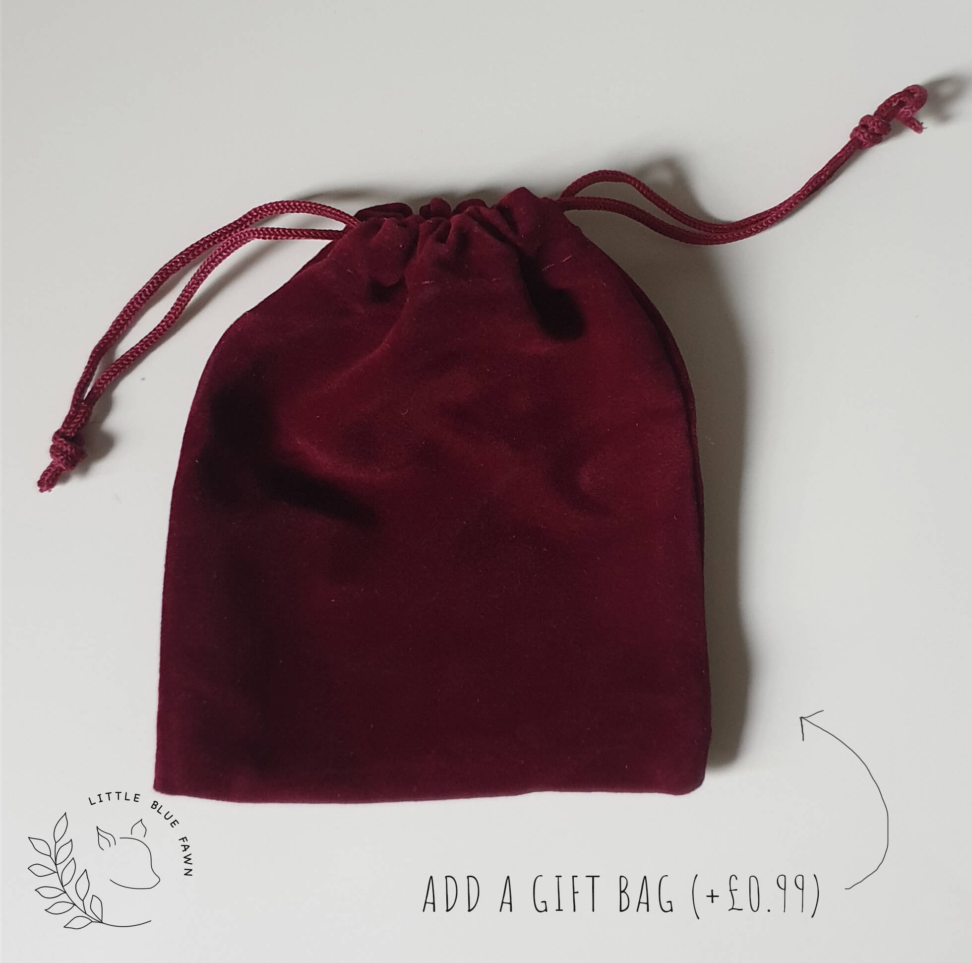 Velvet cabernet gift bag for clay heart keepsakes gifts