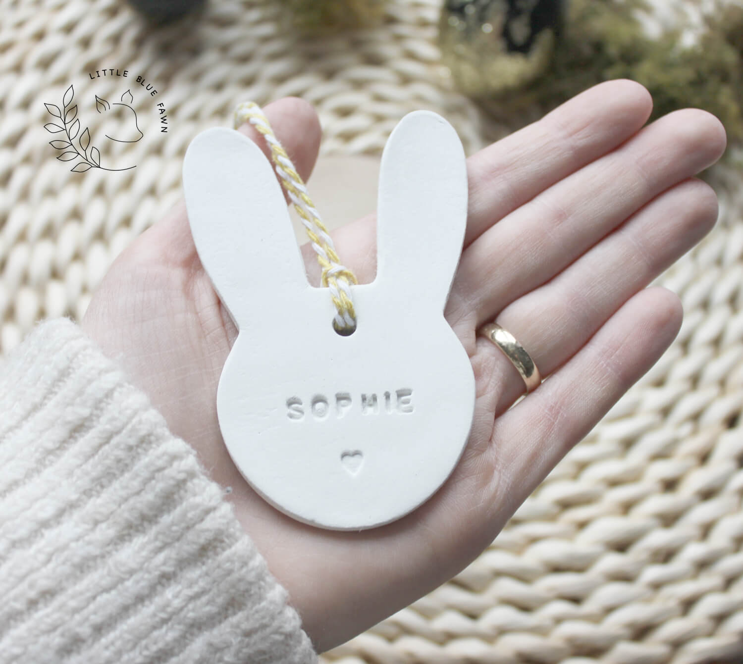 Personalised Easter bunny, handmade hanging ornament decoration