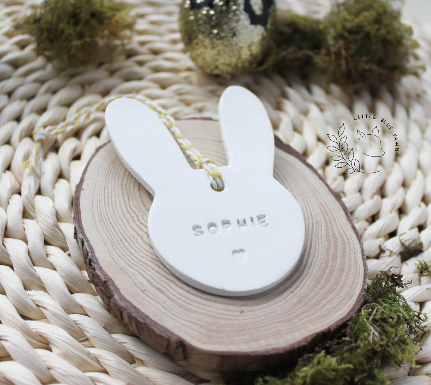 Personalised Easter bunny, handmade hanging ornament decoration