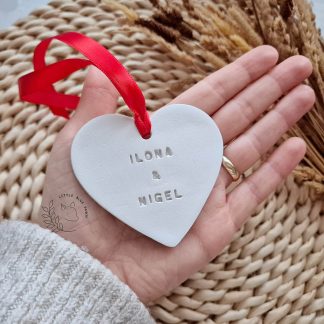 Personalised clay heart decoration